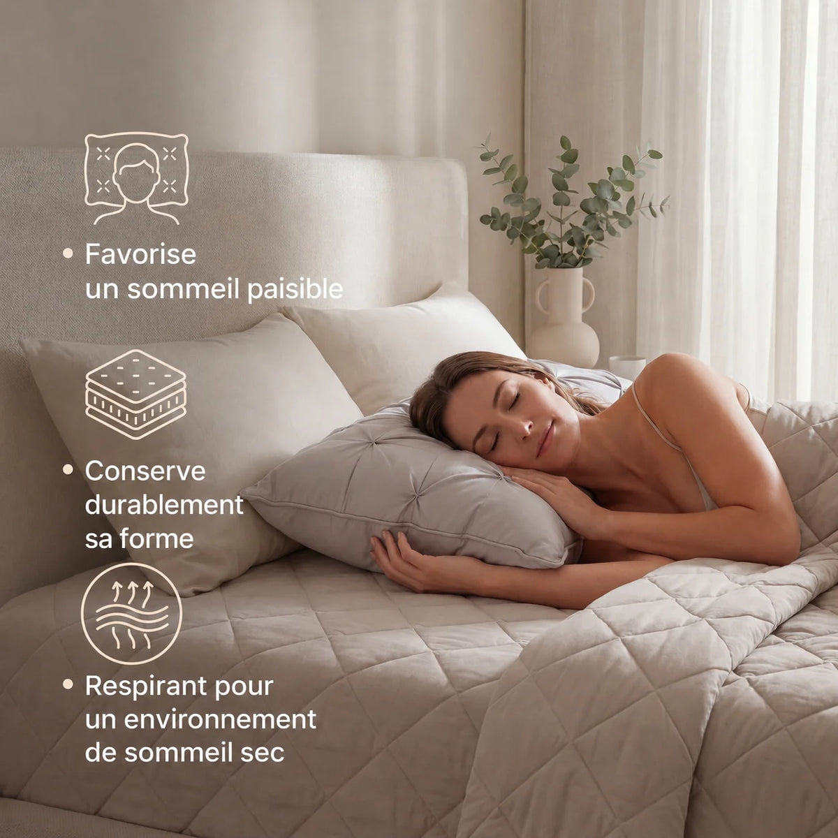 Oreiller hypoallergénique au confort supérieur Nelayan®